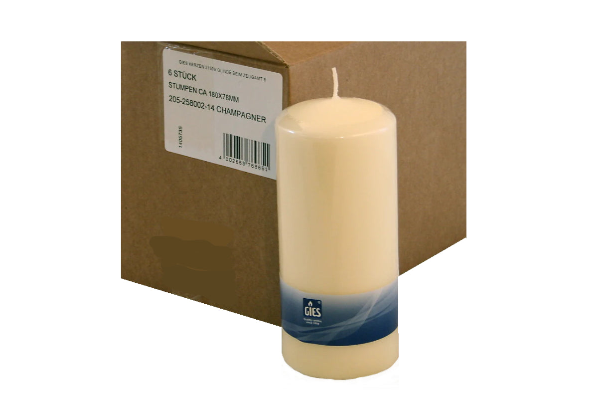 Ivory Pillars Candles x 6. 75mm x 180mm