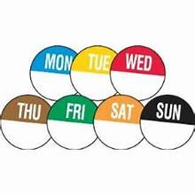 7 Day Dot Labels for Food : Full Week Set Mon to Sun